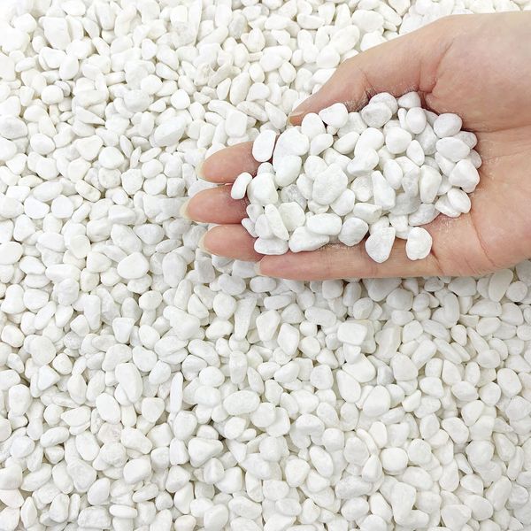 FANTIAN 2lbs Natural White Gravel Pebbles for Garden, 6-9 mm White Stones for Garden Fish Tank Gravel Aquarium Succulent Cactus Vase Landscaping and Outdoor Decorative Stones