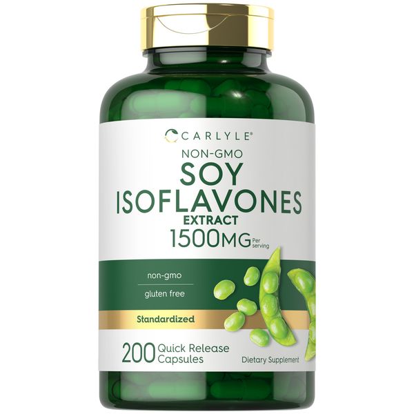 Soy Isoflavones for Women and Men 1500mg | 200 Capsules | Non-GMO | by Carlyle