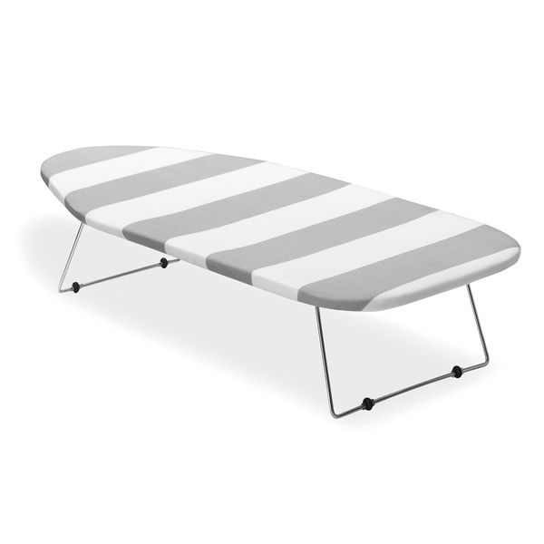 Whitmor Tabletop Ironing Board, Grey/White Striped Cover