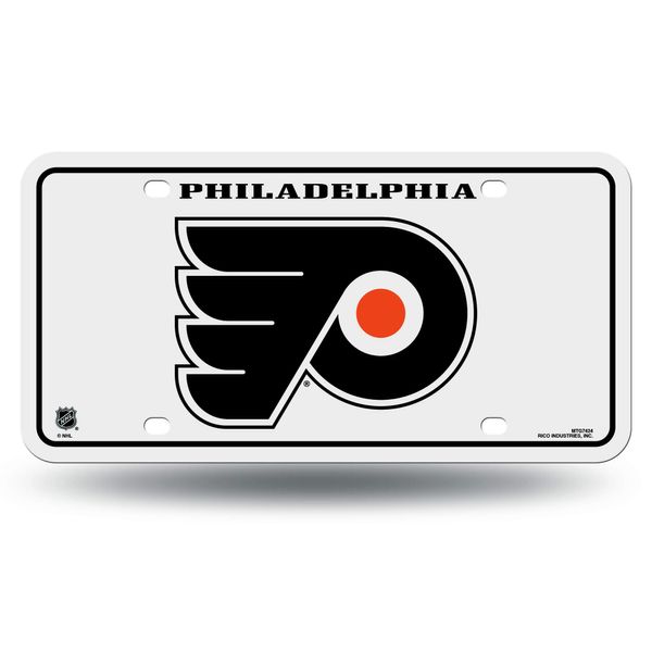 NHL Philadelphia Flyers - White Metal License Plate Tag