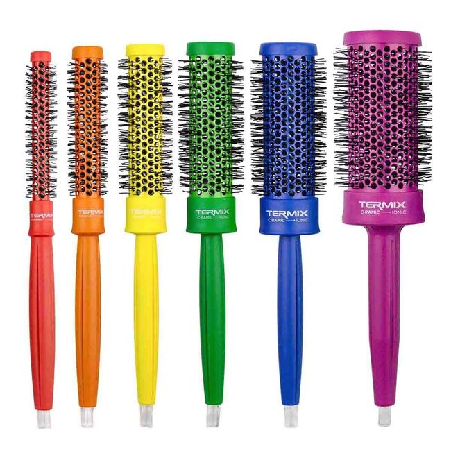 Termix C·Ramic Pride Pack of 6 Round Ceramic Thermal Brushes with Ionised Bristles Leather Pride Toiletry Bag Included Inspired by the Diversity and Freedom of the LGTBI Flag