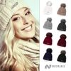 Neverless Ladies Knitted Fur Pom Pom Faux Fur Winter Hat Bobble Hat, Caren Light Beige