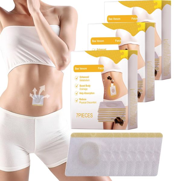 Bee Venom Patches - 21PCS Bee Venom Patches - Lymphatic Drainage Patches - Body Shaping Stickers for Women and Men - Bee Venom Patch for All Skin Types (7PCS*3Packs)