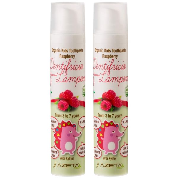 2 x Raspberry Flavoured Children’s Toothpaste Organic Vegan 3 to 7 Years, SLS and Paraben Free, Azeta Bio 50ml (Raspberry)