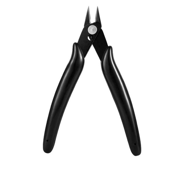 AKOAK 1 Pack Stainless Steel Nail Art Scissors, Rhinestone Remover, Metal Chain, Cutter, 5" Diagonal Pliers, Manicure Tools (Black)