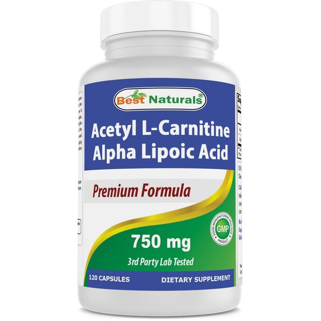 Best Naturals Acetyl L-Carnitine and Alpha Lipoic Acid 750 mg 120 Capsules