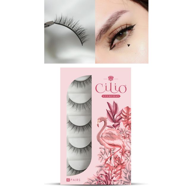 Cilio Premium Wispy Faux Mink 6D False Lashes - Pack of 5 Pairs Natural, Reusable, Lightweight & Comfortable Fake Eyelashes for Women - Soft Makeup Enhancers (EVERYDAY)