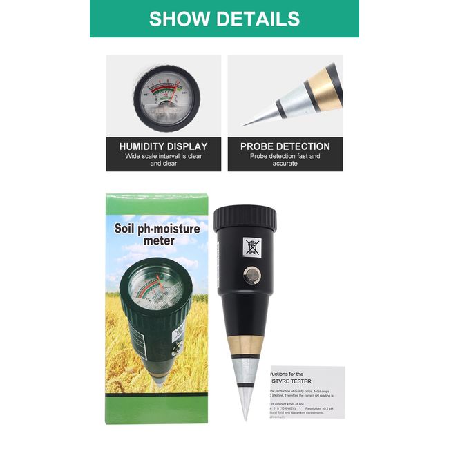 5 in 1 LCD Digital Soil PH Meter Tester Moisture Humidity LED