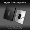 BG Electrical Single Wall Switch with LED Power Indicator, Double Pole, Screwless Front Plate, Round Edges, Evolve, Matt Grey, 20A, PCDMG31B