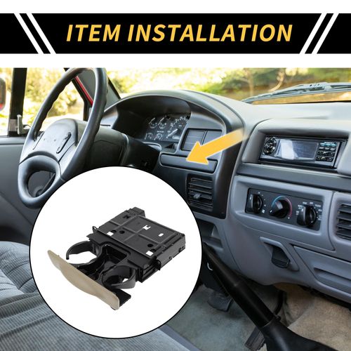 REPAIROCK Dashboard Cup Holder for Ford F-450 F-350 F-250 F-550 1999-2004 Dash Drink Cup Holder Cup Coin Holder Water Bottle Holder Plastic Metal Brown 1 Pc