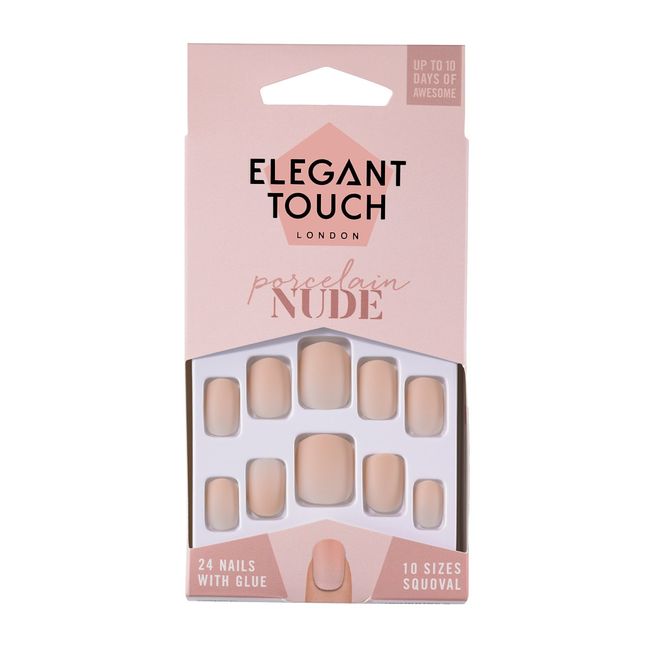 Elegant Touch - Nude Nails - Porcelain - Squoval Shape