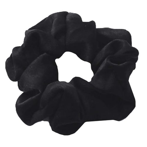 WHITE FANG ZA015 Women's Scrunchie Hair Elastic Colorful Casual Stylish Cute Hair Accessory (02: Black)