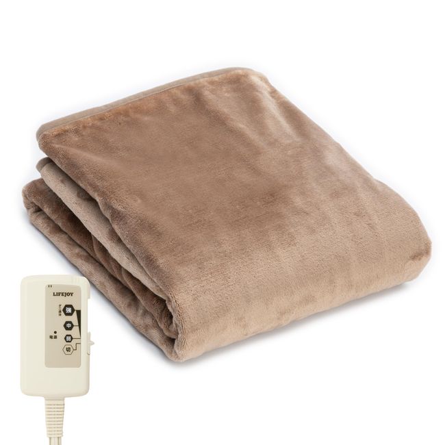 LifeJoy JPN141MFZ Electric Blanket, 55.1 x 31.5 inches (140 x 80 cm), Washable, Double-Sided Flannel, Electric Throw, No Timer Function, Fluffy, Warm Blanket, Made in Japan