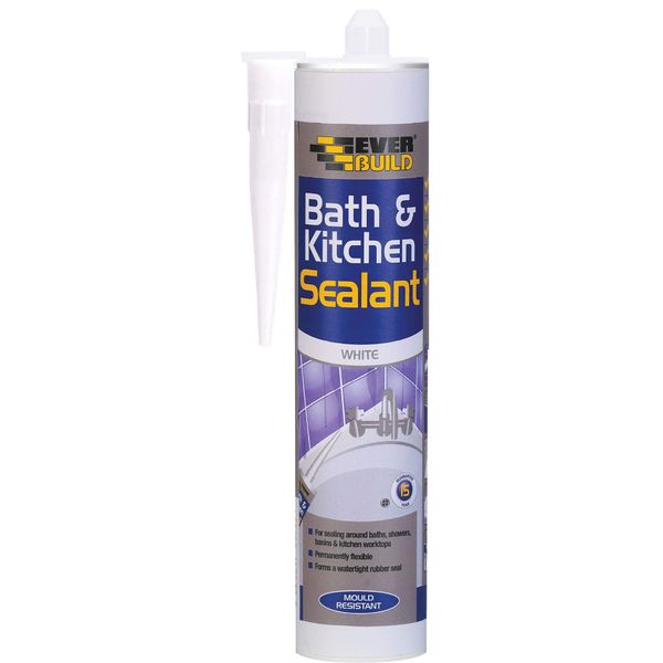 Everbuild Bath and Kitchen Acrylic Sealant – Anti Mould Formulation – White – 290ml cartridge