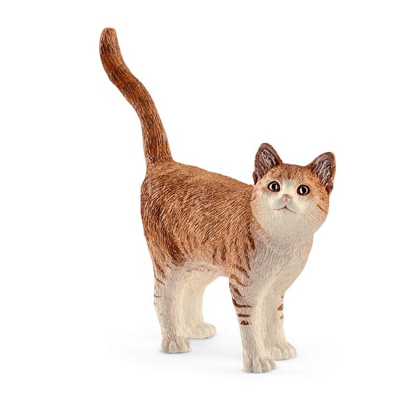 Schleich Farm World, Realistic Cute Cat Toys for Boys and Girls, Orange and White Tabby Cat Toy, Ages 3+