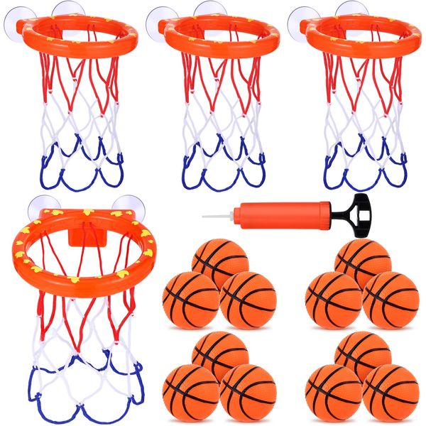 Czlotyh 16 Pcs Bath Toys Bathtub Basketball Hoop for Kids Tub Toys Suction Cup Basketball Hoop Shower Toys for Boys Girls Toddlers