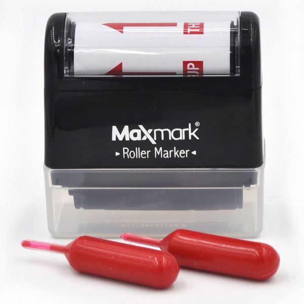 This Side UP - Roller Stamp with Two Replacement Red Ink Tubes