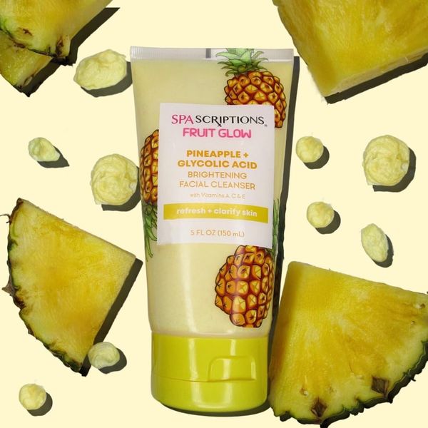 SpaScriptions Fruit Glow Pineapple + Glycolic Acid Brightening Facial Cleanser With Vitamins A, C & E 5 Fl Oz