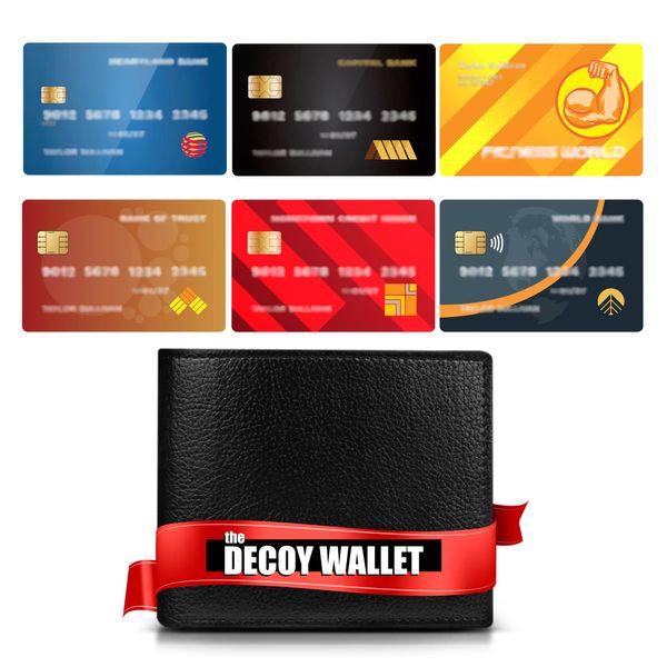 Decoy Wallet – Unique Fake Wallet with Fake Credit Cards – Realistic Anti-Pickpocket Wallet for Safety – Practical Document Travel Wallet with 6 Unisex Faux Cards (Styles Vary)