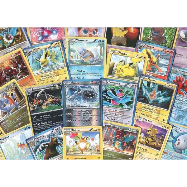 100 Assorted Pokemon Trading Cards with 7 Bonus Holo Foils