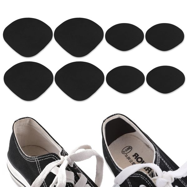 Molain High Heel Repair Protectors Pads Stickers Self-Adhesive Inserts Shoe Sneaker Sole Patches Boot Care Kit Grips Walking Grip Cushions Back Protection Liners Replacement (4 Pair Black)