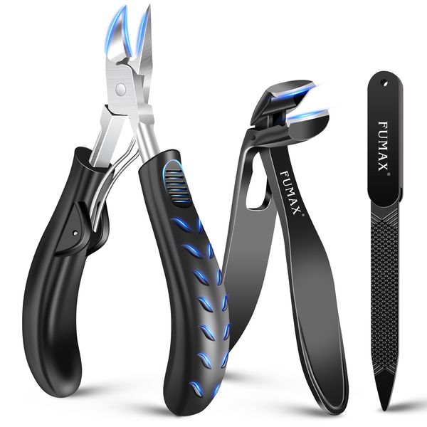 Toenail Clippers for Seniors Thick Nails with Wide Jaw, Heavy Duty Nail Clippers with Ergonomic Head, German No Splash Fingernail Clipper for Men, Podiatrist Toe Nail Clippers for Ingrown Toenails