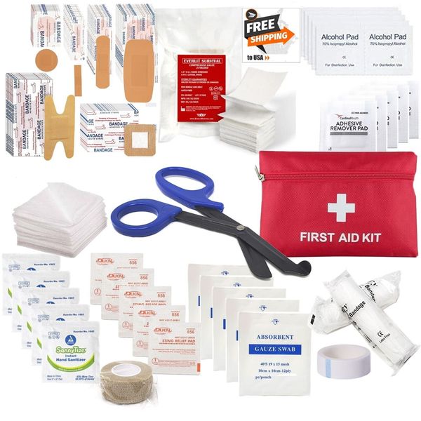 92 Pcs First Aid Kit Emergency Bag Home Car Outdoor All Purpose Kit Portable US