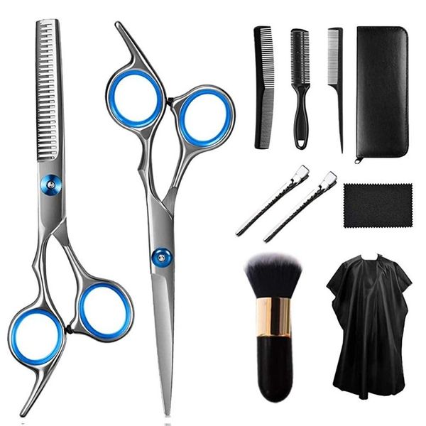 WeTest Hair Scissors Home Professional Hair Cutting Kit Silver 11-Piece Barbershop Thinning Scissors Hairdressing Scissors Stainless Steel Hair Cutting Scissors Set