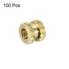 sourcing map Knurled Insert Nuts - 100Pcs M2 x 3mm Length x 3.2mm OD Female Thread Brass Threaded Insert Embedment Nut for 3D Printer