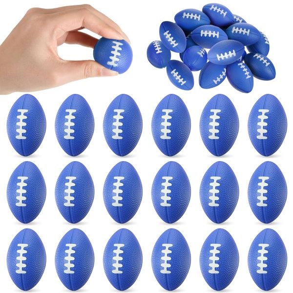 Foilswirl 16 Pcs Mini Foam Footballs Stress Ball 2.17 Inch Small Foam Sports Ball Bulk for Football Goodie Bag Stuffers School Carnival Reward Football Party Decorations(Blue)