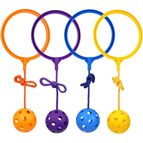 Toddmomy 4 Pcs Ankle Jump Ball Skip Jump Rope Kids Ankle Skip Ball Jumping Ring for Kids Fitness Game