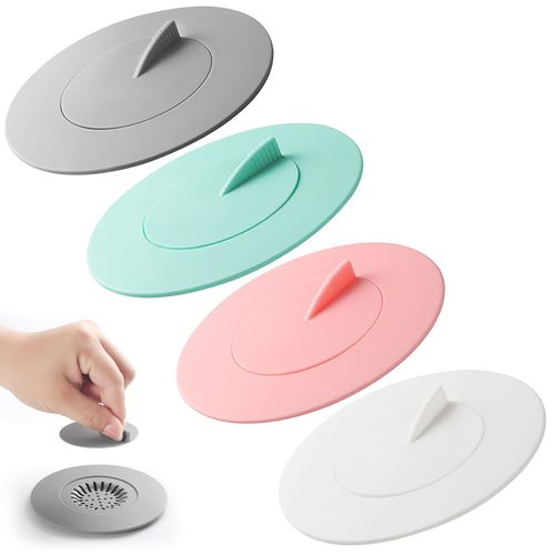 Bathtub Stopper Shower Drain Hair Catcher with Plug,2-in-1 Strainers Protectors Cover for Floor,Laundry,Kitchen and Bathroom,Silicone,Fit for 1.75"-3.0" Drain Hole,4 Pack (Mix)