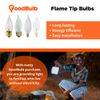 GoodBulb 25 Watt Flame Tip Light Bulbs | CA10 Frosted Finish Medium E26 Base 2700K Soft White EFF | Dimmable 25W 175 Lumens | Decorative Chandelier Bulbs | Incandescent (Pack of 12)