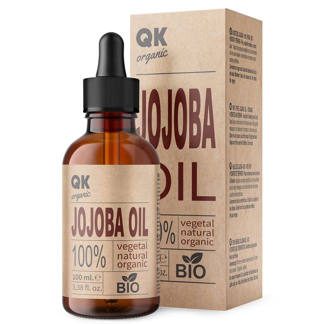 JOJOBA-Öl 100% reines Bio-Vegan - 100 ml - für Körper, Gesicht, Haare, Nägel, Bart - Anti-Falten und Anti-Akne - BIO - Kaltgepresst