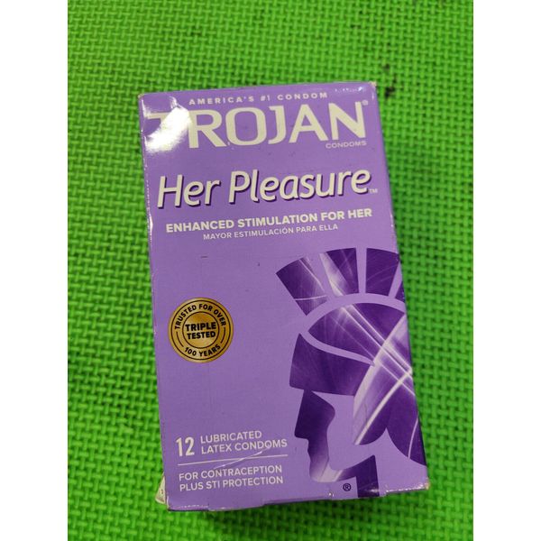 Trojan Her Pleasure Ribbed Lubricated Latex Condoms. 12 CT. exp-10/2025