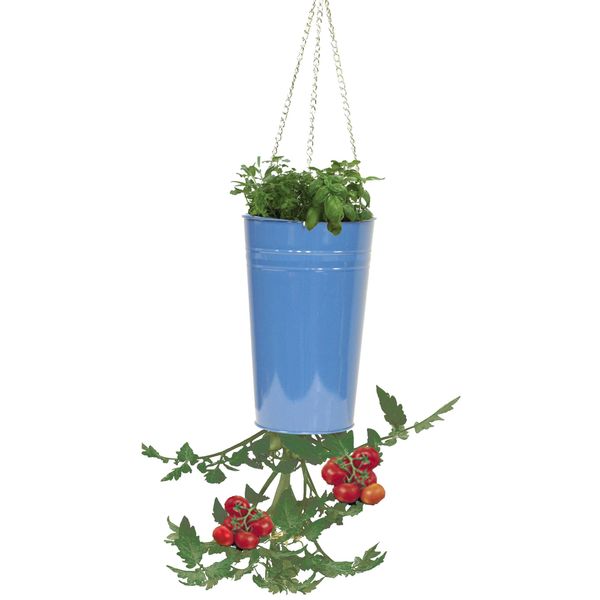 Houston International 8398E B 7-Inch Steel Hanging Planter, Blue