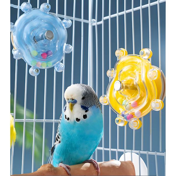 CTAILSOD Bird Toys, 2PCS Conure Rotating Wheel Toy Parakeet Spinning Toys Parrot Rattle Toys for Small-Medium Birds Cockatiels Lovebirds Parrotlets Conures Bird Cage Accessories