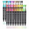 LMS Data Dual Tips Watercolor Pen, 24 Colors Per Set