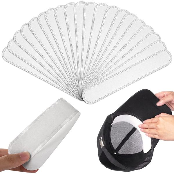 20 Pack Cap & Hat Liners Sweat Pads Sweat Absorbing Sheet Hat Guard Tape, white