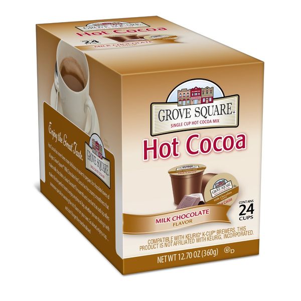 Grove Square Hot Cocoa Cups, Milk Chocolate, Single Serve Cup for Keurig K-Cup Brewers, 24-Count (Pack of 2)