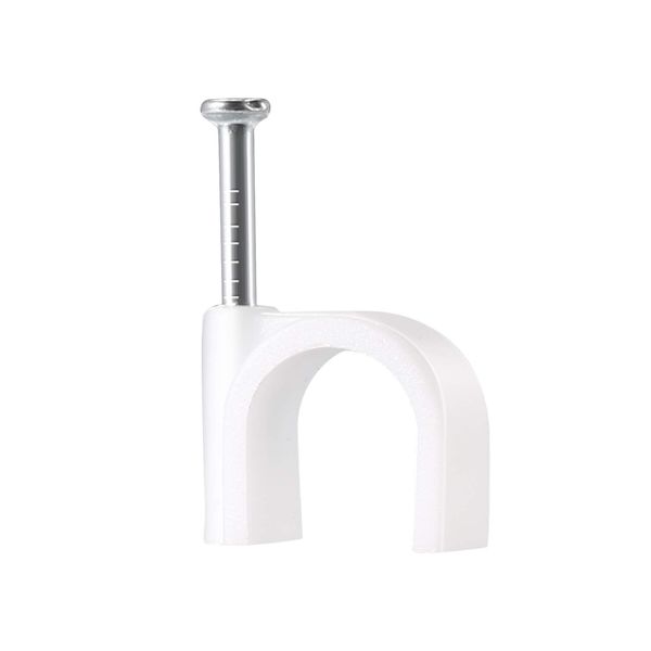 ERKXD Cable Clips White with Steel Nails 8mm Durable Wire Clips to Wall, White Round Cable Nail Clips (8mm/100pcs)