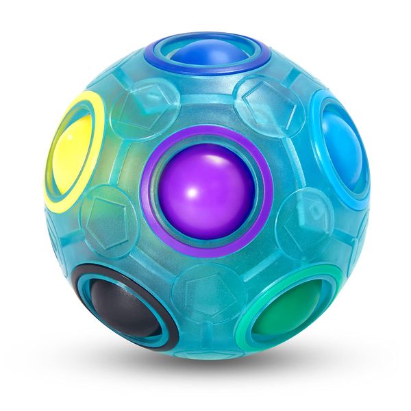 Vdealen Magic Rainbow Puzzle Ball, Fidget Ball Puzzle Brain Teaser Fidget Toy for Boys & Girls- Birthday Party Easter Valentines Day Christmas Stocking Stuffers for Kids Teen & Adults(Blue)