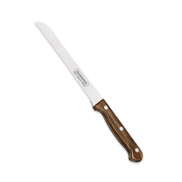 Tramontina Landhaus Kitchen Knife, Stainless Steel, Wooden Handle FSC, Dishwasher Safe (Bread Knife), Brown