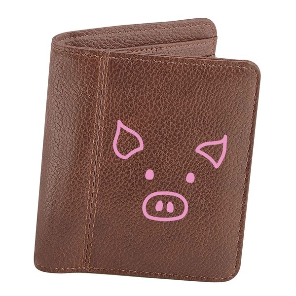 Flox Creative Mens Brown Wallet Pig Face