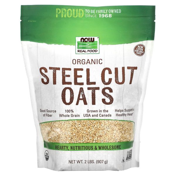 Now Foods Organic Steel Cut Oats 2 lbs 907 g Non-GMO, Organic, Vegan, Vegetarian