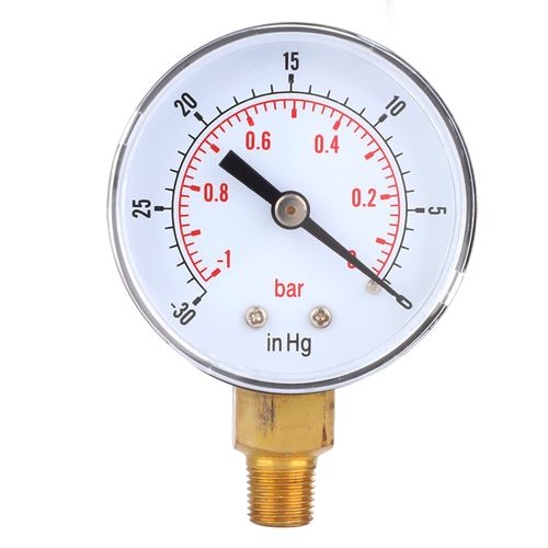 Engine Vacuum Inches of Water, Column Vacuometro Vacuometer, Vacuum -1-0Bar -30-0inHg 50mm 1/8 BSPT Bottom Connection for Air Water Oil