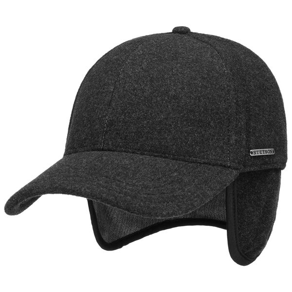 Stetson Vaby Earflap full men’s cap with cashmere - Peaked cap with neck protection - Baseball cap with ear protection - Fall/winter wool cap - Winter cap anthracite M (56-57 cm)