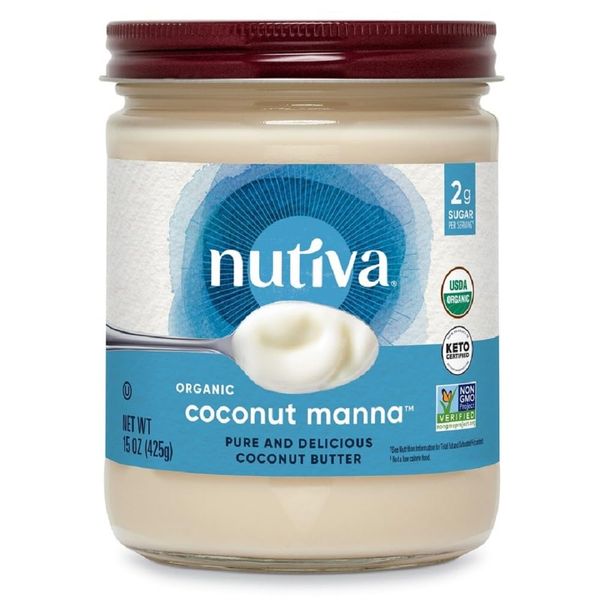 Nutiva Organic Coconut Manna Puréed Coconut Butter, 15 Oz, USDA Organic, Non-GMO, Vegan, Gluten-Free & Keto, Creamy Spread for Smoothies, Oatmeal, Curries and Coconut Milk