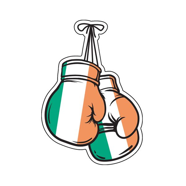 WickedGoodz Irish Flag Boxing Gloves Vinyl Decal - Ireland Bumper Sticker - for Laptops Windows Cars Trucks