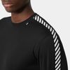 Helly Hansen Men's Lifa Stripe Crew Lightweight Breathable Moisture Wicking Thermal Baselayer, 998 Black, Large